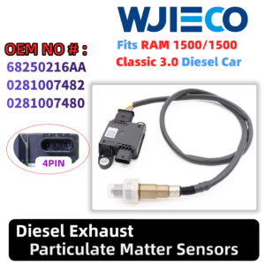 68250216AA Diesel Exhaust Particulate Sensor for 2014-2018 RAM 1500/2019 RAM 1500 Classic 3.0 V6 Diesel OHV Turbocharged Particulate Matter Sensor OE Replace68250216AB 68250216AC 68250216AD OEM Replace 0281007480