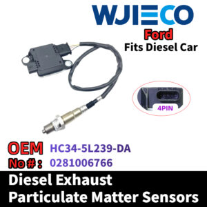 Ford HC34-5L239-DA  0281006766 Particulate Sensor WJIECO Brands Compatible with Fits For Ford F250 F350 F450 F550 Pickup 6.7L Diesel Vehicles Diesel Exhaust Particulate Matter Sensor  OEM Replace Part Number HC34-5L239-DA  0281006766 PM Sensor Automobiles Sensors